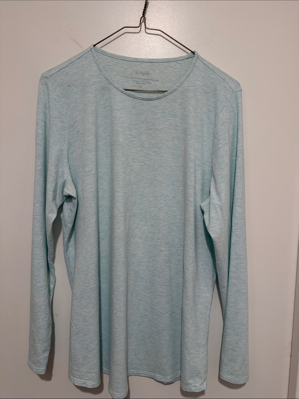 Pure Jill Heathered Light green Long Sleeve Crewneck Top